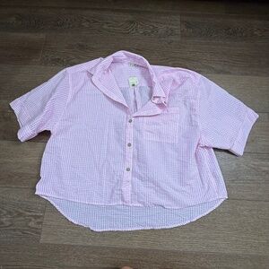 Free People Intimately Women's Lounge Pajama Seersucker Button Down Top Sz L NWT